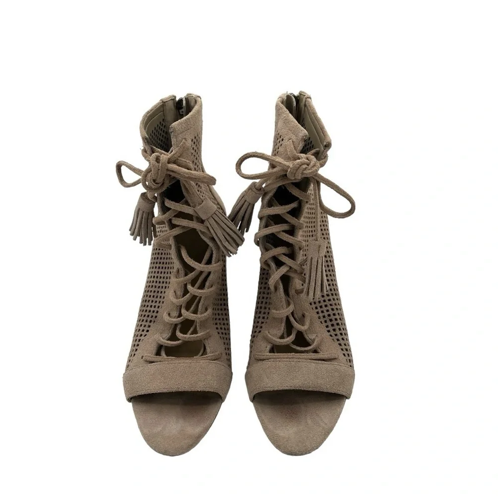 Marc Fisher Shaini Perforated Lace-up Peep Toe Ankle Booties